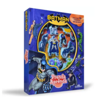 Livro Batman Prenda e Aprenda Capa Dura com Miniaturas que Grudam