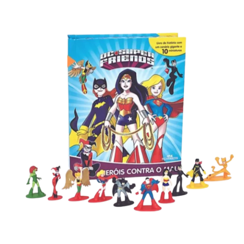 Livro Heróis Contra o Mal: DC Super Friends com 10 Miniaturas