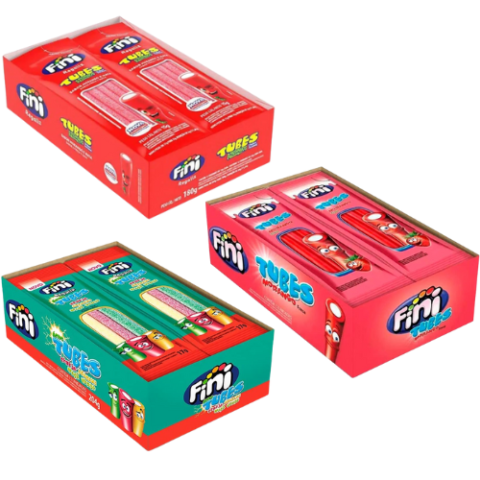 Pack 12 Minis Bala de Gelatina Fini Tubes 17g