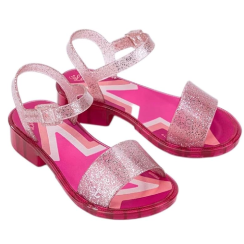 Sandália Luluca Grendene Kids Star Salto Rosa Brilho Glitter Tamanho 28