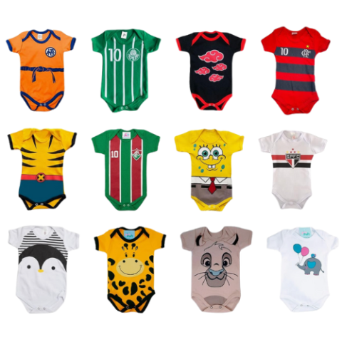 Seleção de Bodys Bebê Mesversário Temático