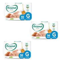 3 Pacotes Fralda Personal Baby Premium Protection G 56 unidades