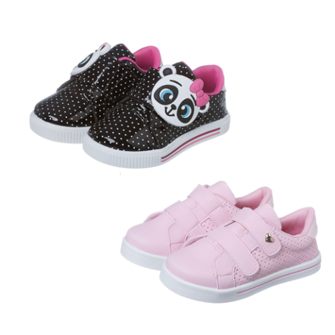 Tenis Infantil Menina Casual Rosa ou Panda Kidstep