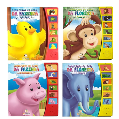 4 Livros Sonoros Conhecendo Os Sons Fazenda e Floresta