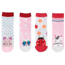 Kit 12 Pares Meias Menina Cano Médio com Cores e Desenhos Variados