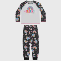 Pijama Infantil Elian Longo Arco-Íris Branco/Preto