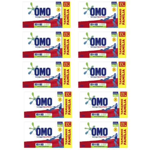 10 Unidades Sabão Em Pó Omo Lavagem Perfeita 2.2kg