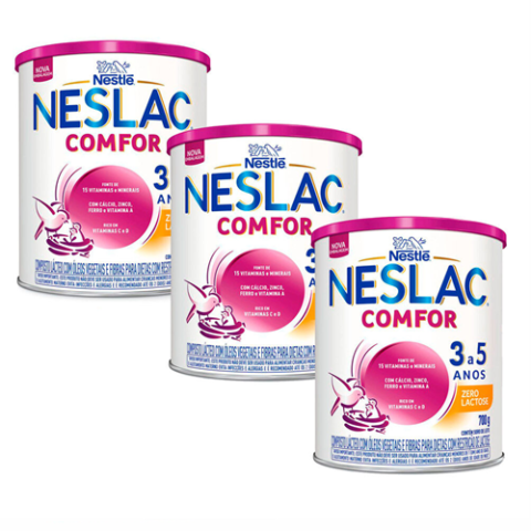 3 Latas Neslac Comfor Zero Lactose 700g
