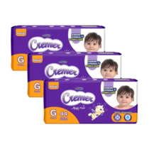 3 Pacotes Fralda Cremer Mega G 44 Unidades