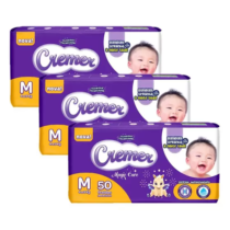 3 Pacotes Fralda Cremer Mega M 50 Unidades