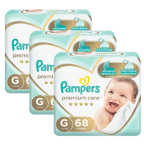 3 Pacotes Fraldas Pampers Premium Care G 68 Unidades