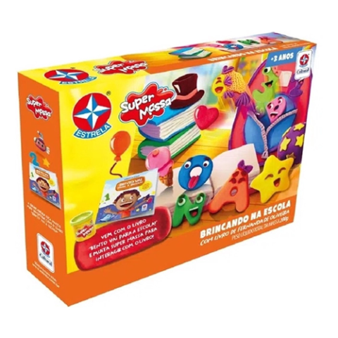 Super Massa De Modelar Brincando Na Escola com livro Estrela