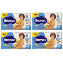 4 Pacotes Fralda Babysec Ultrasec Galinha Pintadinha M 72 Unidades