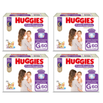 4 Pacotes Fralda Huggies Roupinha Natural Care G 60 unidades