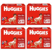 4 Pacotes Fralda Huggies Supreme Care G 32 Unidades