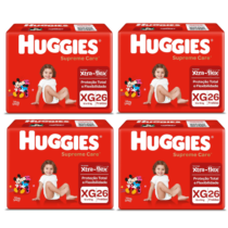4 Pacotes Fralda Huggies Supreme Care XG 26 Unidades