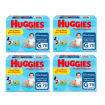 4 Pacotes Fralda Huggies Tripla Proteção G 78 Unidades