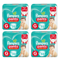 4 Pacotes Fralda Pampers Pants Ajuste Total G 52 unidades