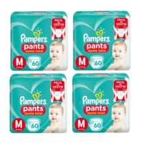 4 Pacotes Fralda Pampers Pants Ajuste Total M 60 unidades