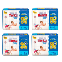 4 Pacotes Fralda Turma da Monica Baby P 62 Unidades