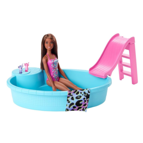 Boneca Barbie Maiô Rosa e Piscina