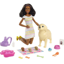 Boneca Barbie Morena Pets Cachorrinhos Recém-Nascidos