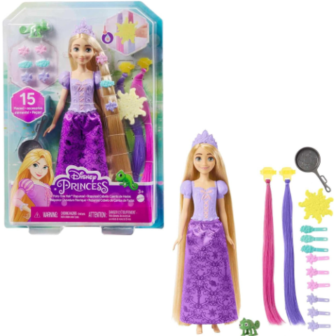 Boneca Princesa Rapunzel Disney Cabelo de Contos de Fadas
