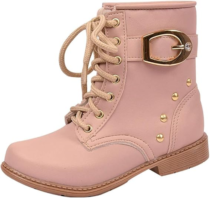 Bota Coturno Infantil Cadarço Fivela Nude