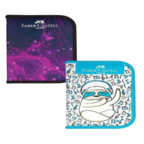 Estojo de Nylon com Kit Escolar Faber-Castell Cosmic ou Bicho Preguiça