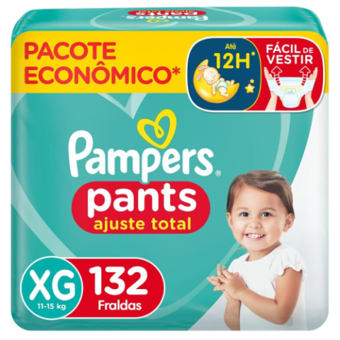 Fralda Pampers Ajuste Total XG 132 unidades