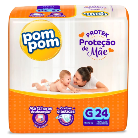 Fralda Pom Pom Derma Protek G 24 Unidades