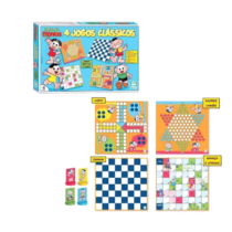 Jogo de Tabuleiro Kit Turma da Mônica 4 Jogos Clássicos