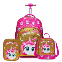 Kit Mochila De Rodinha Menina Unicórnio Spector