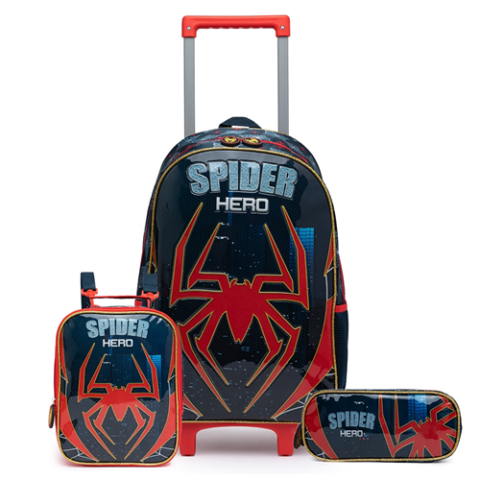 Kit Mochila De Rodinha Menino Spider Spector