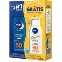 Kit Nivea Sun Protetor Solar Protect & Hidrata FPS50 200ml + Protetor Solar Kids Sensitive FPS60 125ml