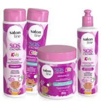 Kit Salon Line Shampoo + Condicionador + Máscara + Ativador de Cachos SOS Cachos Kids Hidratação