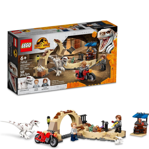 Lego Jurassic World Dinossauro Atrociraptor Perseguição de Motocicleta 169 Peças