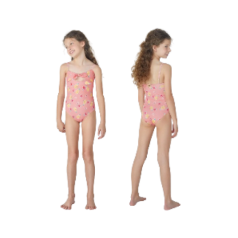 Maiô Infantil Hering Estampado Com Laço Rosa