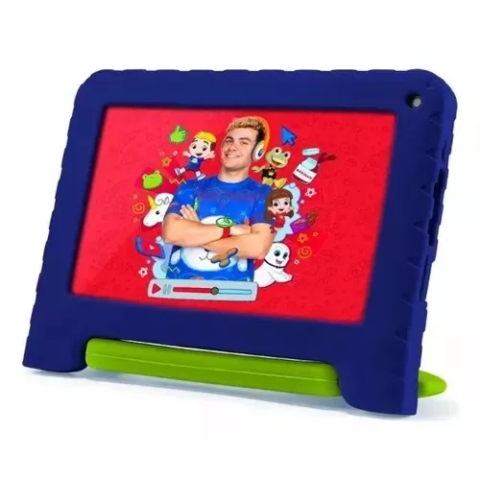 Tablet Luccas Neto 4GB RAM + 64GB Armazenamento + Tela 7 pol + Case + Wi-fi + Android 13 + Processador Quad Core