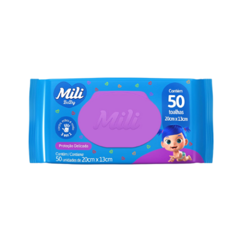 Toalhinha Umedecida Mili 50 Unidades