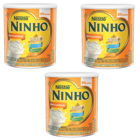 3 Latas Ninho Zero Lactose 700g
