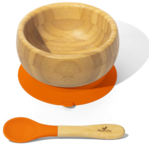 Tigela Bambu Ventosa e Colher Silicone Avanchy