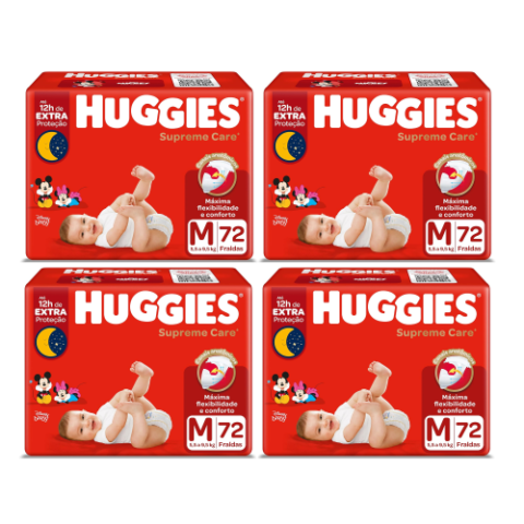 4 Pacotes Fralda Huggies Supreme Care M 72 Unidades