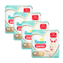 4 Pacotes Fralda Pampers Pants Premium Care M 78 Unidades