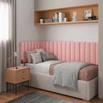 Cabeceira em L para Cama Solteiro 0,90 x 1,95m Dallas Rosa