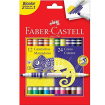 Canetinha Hidrográfica Bicolor Faber-Castell 24 Cores