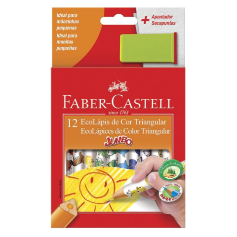 Lápis de Cor Triangular Jumbo Faber-Castell 12 Cores