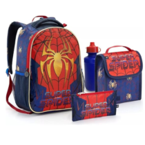 Mochila Escolar Super Spider + Lancheira + Estojo
