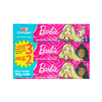 Pack 3 Unidades Creme Dental Condor com Fluor Barbie 50g cada