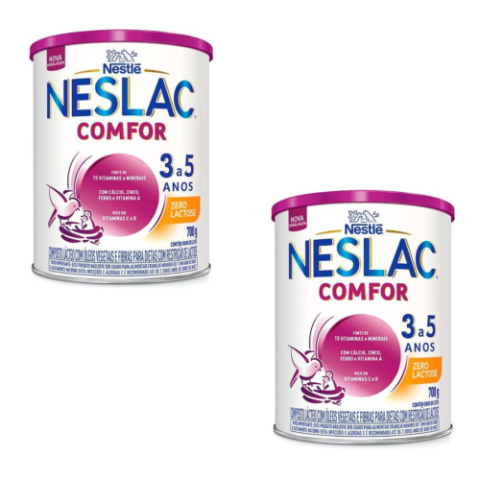 2 Latas Neslac Comfor Zero Lactose 700g